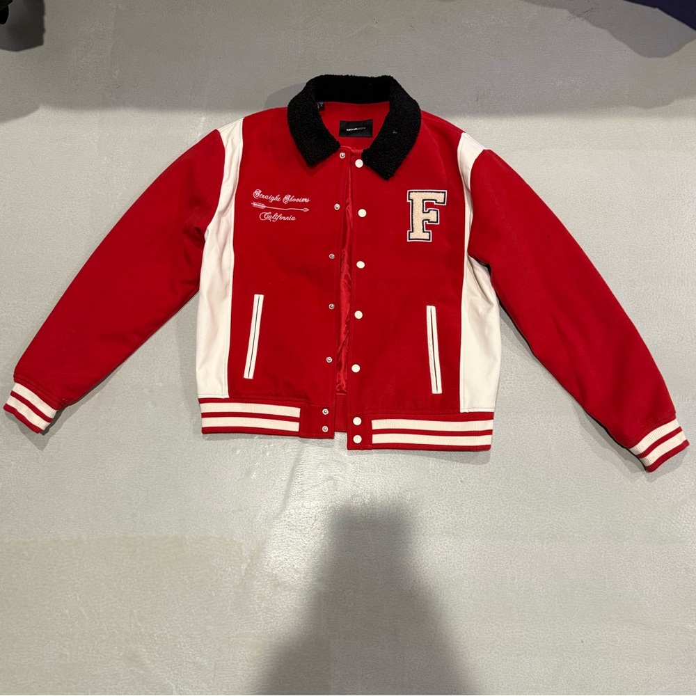 Fashion Nova Red and White Archery Club Jacket - Picture 2 of 6